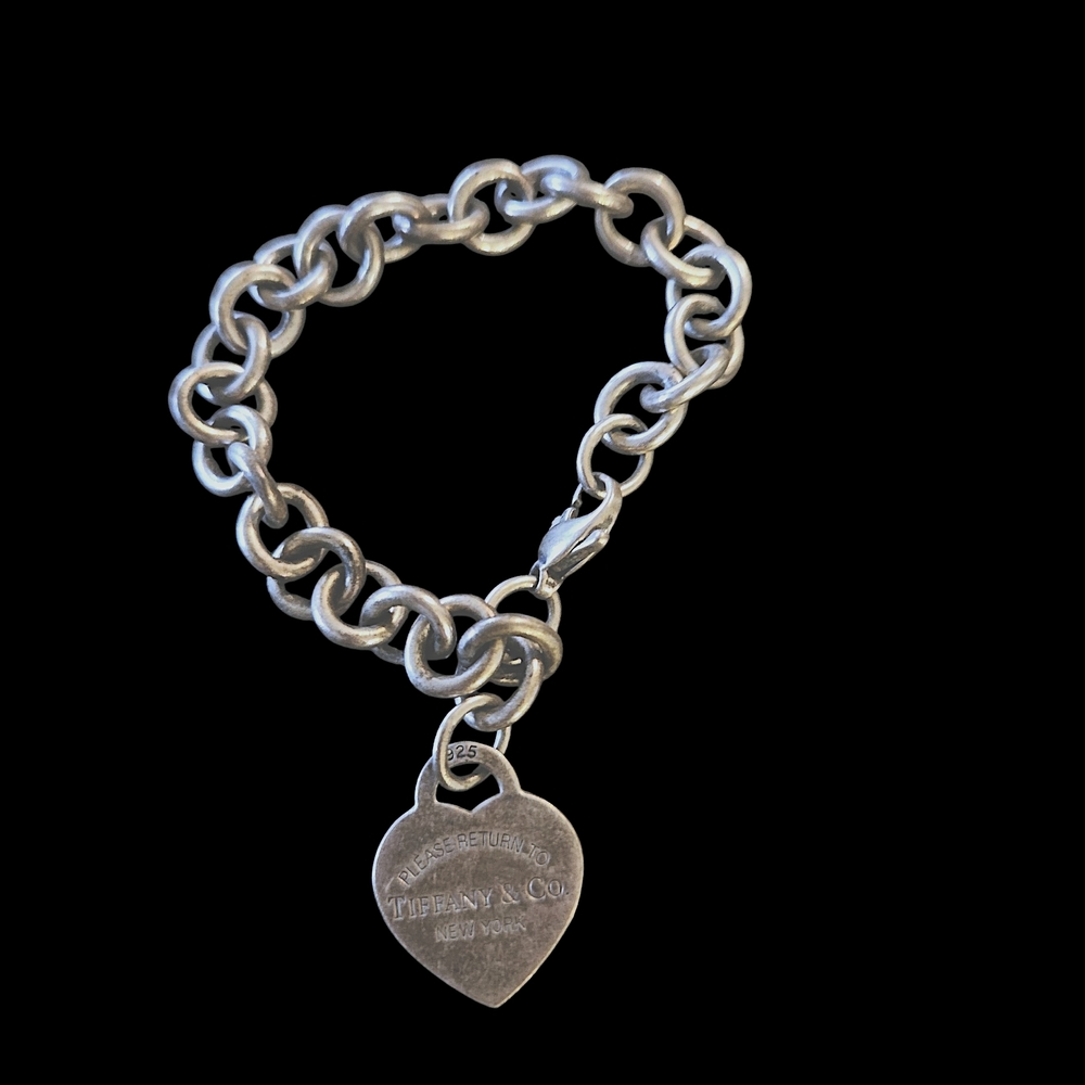 Tiffany & Co. Sterling Silver Chain Bracelet with Heart Charm